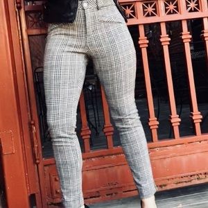 High waisted plaid pants